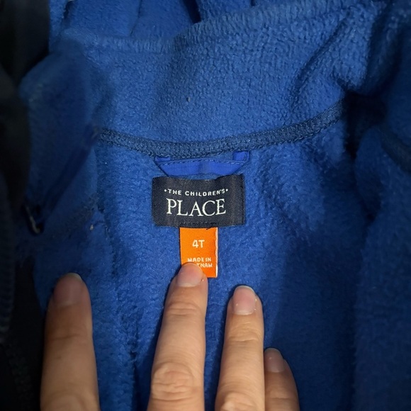 Children’s Place Kids Blue and Black Hooded Jacket Sz 4T Puffer Fleece Lined - Picture 4 of 5